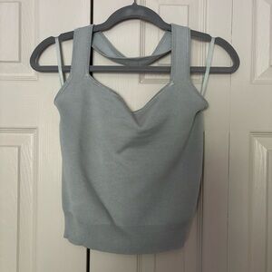 NWT Abercrombie Light blue/gray knit halter top L